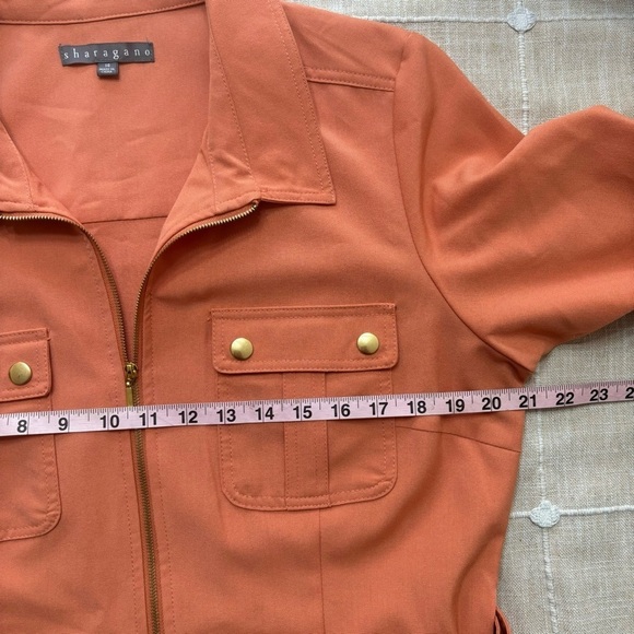 Sharagano Women's Short Sleeve Casual Shirt Dress with Front Pockets Size 14 - Picture 11 of 12